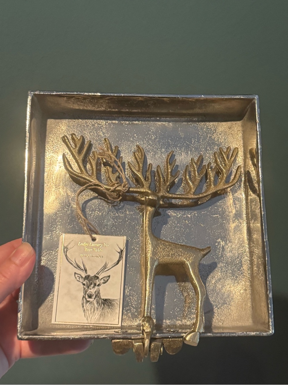 NWT Silver Deer Reindeer Metal Napkin Holder - Great for Christmas Parties